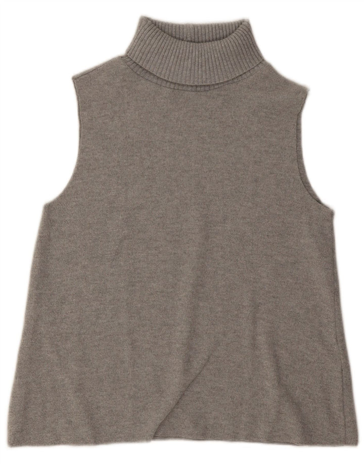 Zara Womens Roll Neck Vest Top UK 14 Medium Grey Polyester