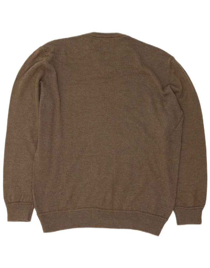 Marlboro Classics Mens V-Neck Jumper Sweater XL Khaki Wool