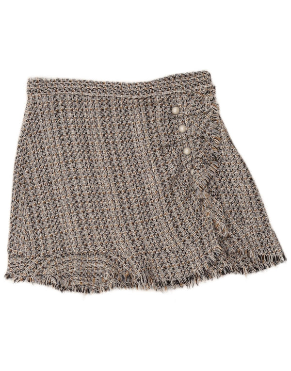 Zara Womens A-Line Skirt Large W30 Grey Flecked Cotton
