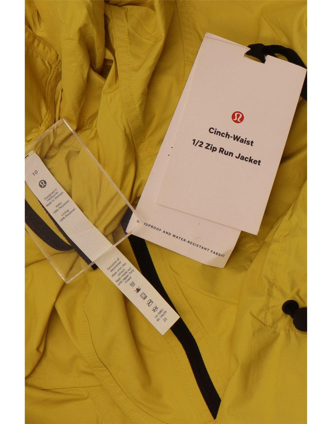 Lululemon Womens Running Hooded Rain Jacket US 10 Large Yellow Polyester
