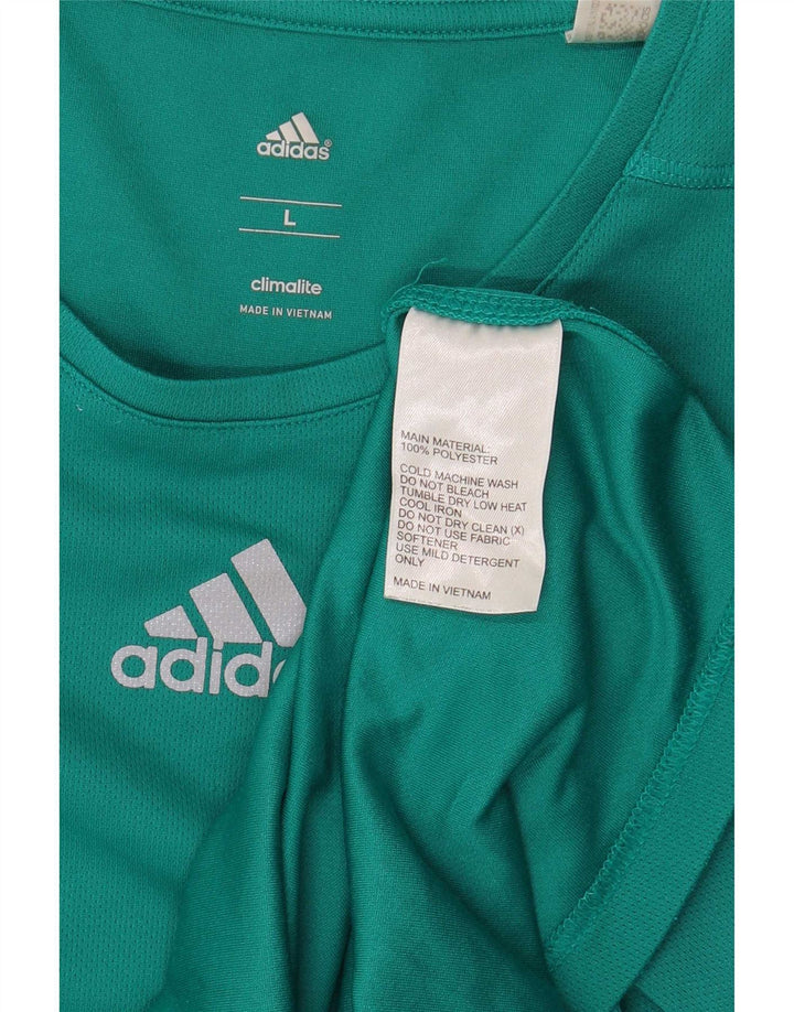 Adidas Mens Climalite T-Shirt Top Large Turquoise Polyester