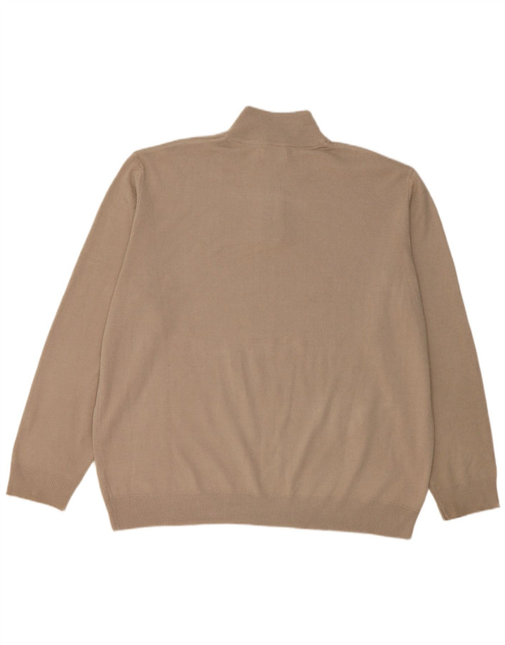 Easy Mens Zip Neck Jumper Sweater 2XL Beige Acrylic