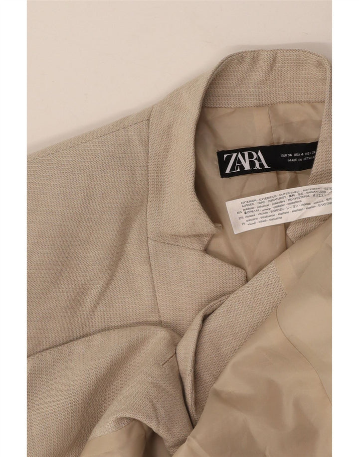 ZARA Womens 1 Button Blazer Jacket EU 36 XS Beige Polyester