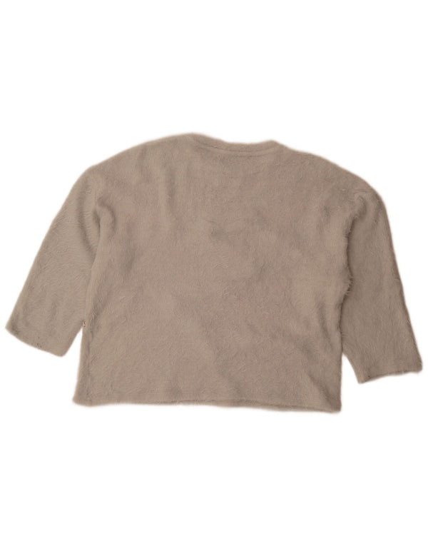 Zara Womens Trafaluc 3/4 Sleeve Crew Neck Jumper Sweater UK 14 Medium Grey