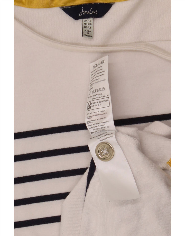 JOULES Womens Top Long Sleeve UK 16 Large White Striped Cotton