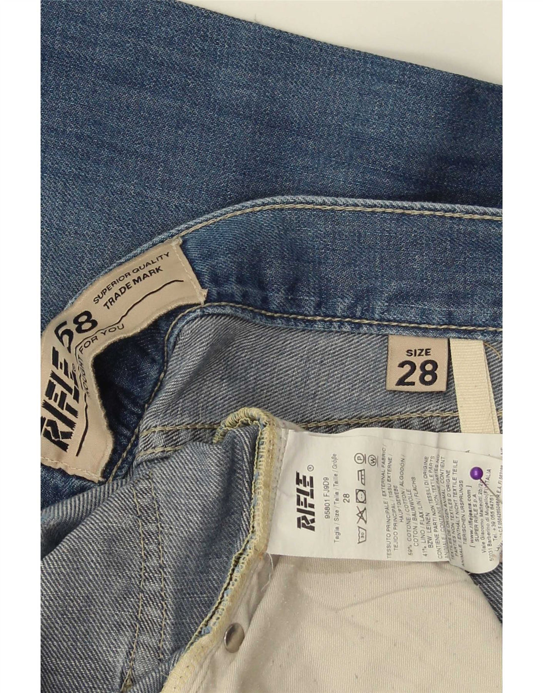 Rifle Womens Straight Jeans W28 L33 Blue Cotton