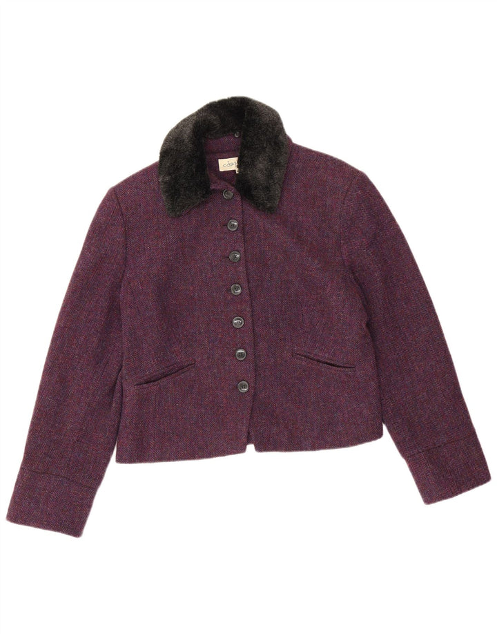 Josephine Womens 7 button Blazer Jacket IT 40 Small Purple Herringbone