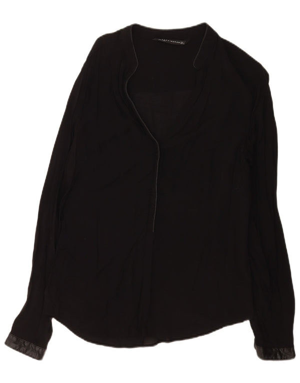 Zara Womens Long Sleeve Shirt Blouse UK 14 Large Black