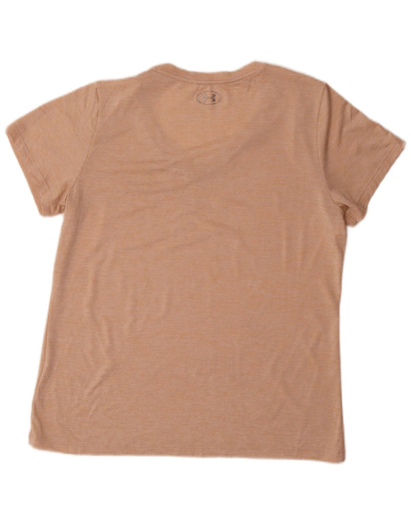 Under Armour Womens Heat Gear T-Shirt Top Large Pink Flecked