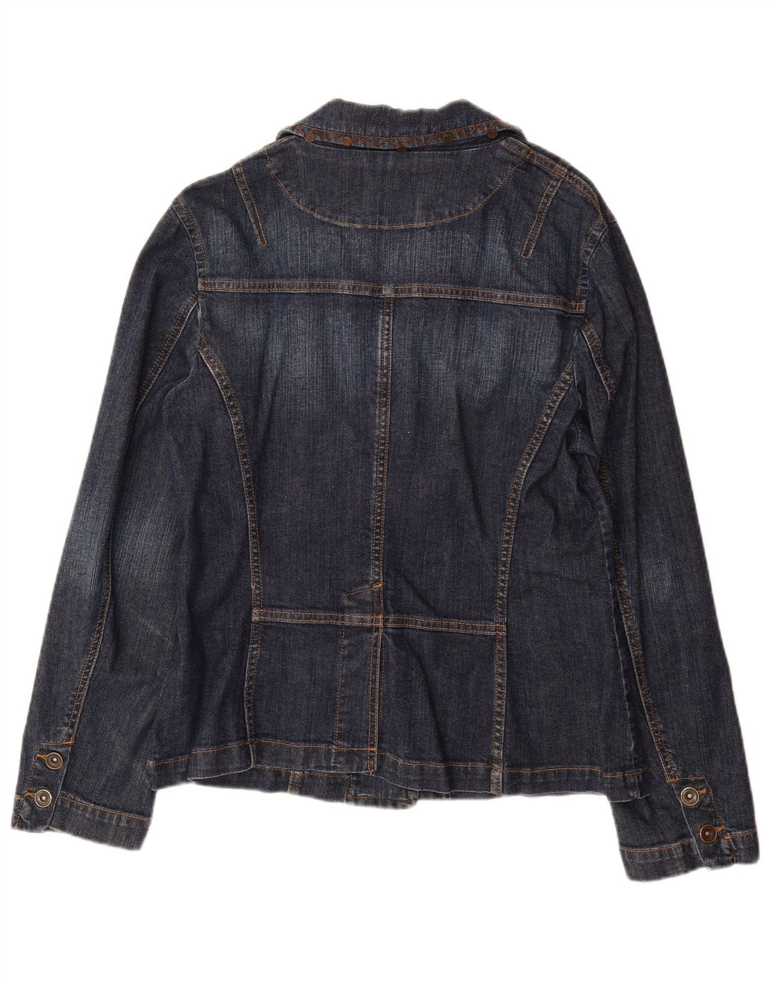 OLSEN Womens 2 Button Denim Blazer Jacket UK 14 Medium Blue Cotton