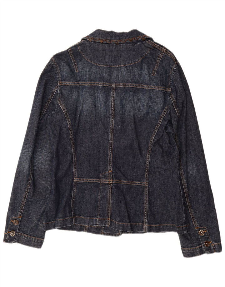 OLSEN Womens 2 Button Denim Blazer Jacket UK 14 Medium Blue Cotton