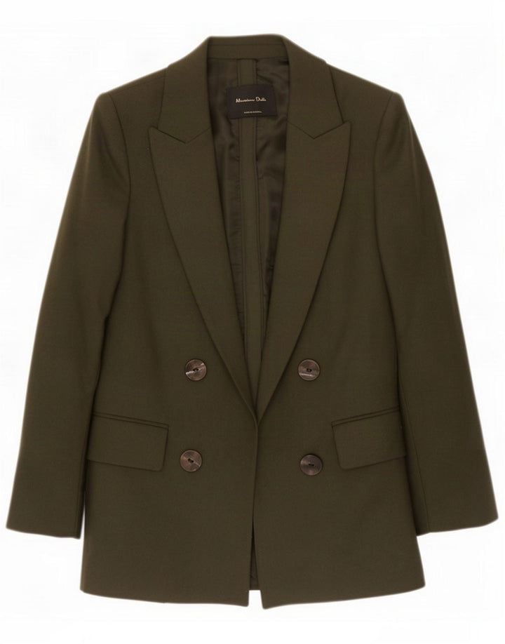 Massimo Dutti Womens Open Blazer Jacket EU 38 Small Khaki Wool