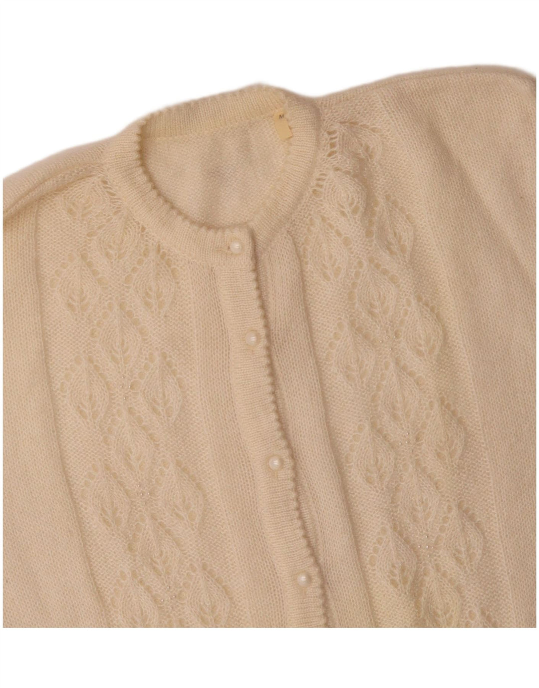 VINTAGE Womens Cardigan Sweater UK 14 Medium Off White Mohair