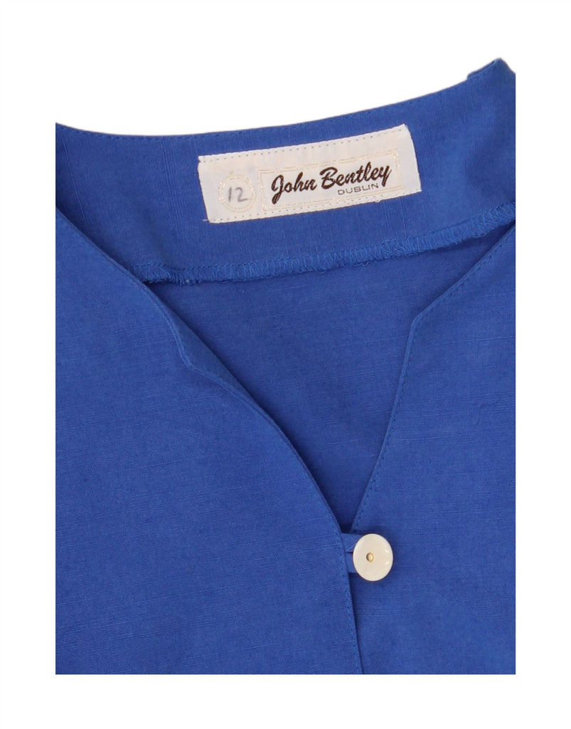 JOHN BENTLEY Womens Short Sleeve Shirt Blouse UK 12 Medium Blue Polyester Vintage John Bentley and Second-Hand John Bentley from Messina Hembry 