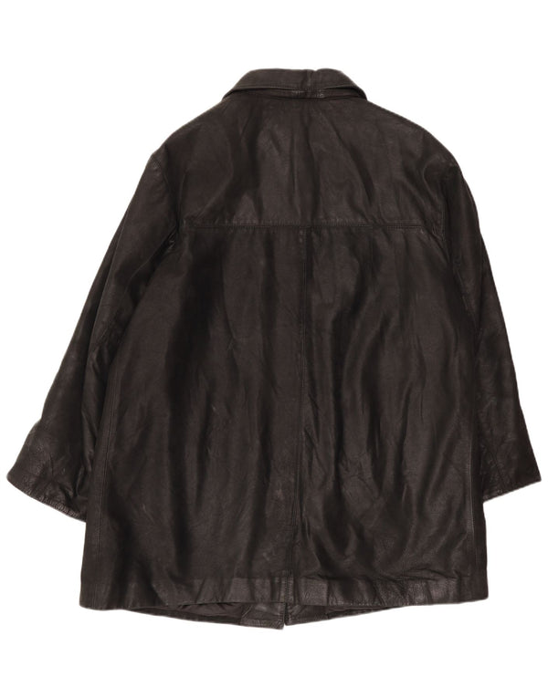 Vintage Womens Oversized Leather Coat IT 46 Large Black