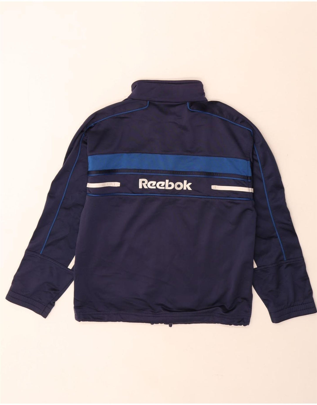 Reebok Boys Tracksuit Top Jacket 11-12 Years XL Navy Blue Colourblock