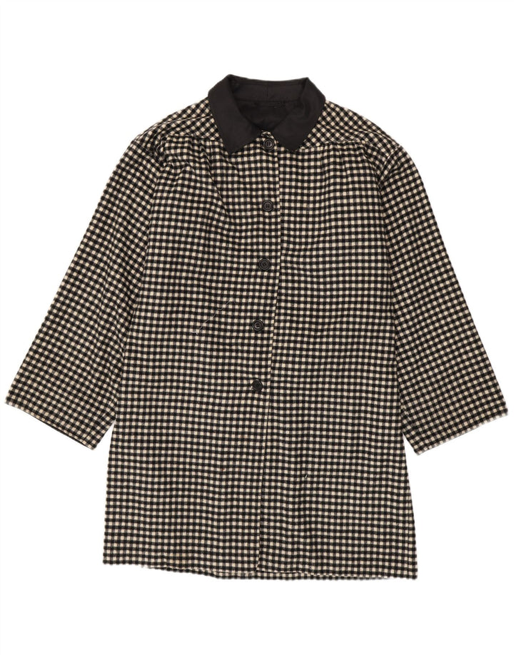 Vintage Womens Overcoat UK 18 XL Black Gingham