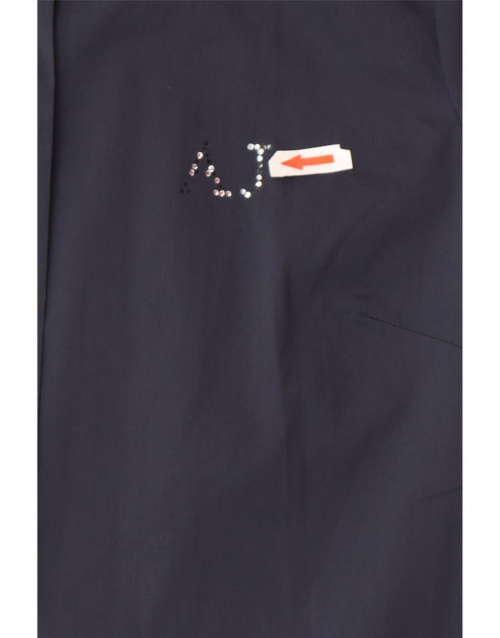 Armani Womens Shirt Blouse EU 40 Medium Navy Blue Cotton