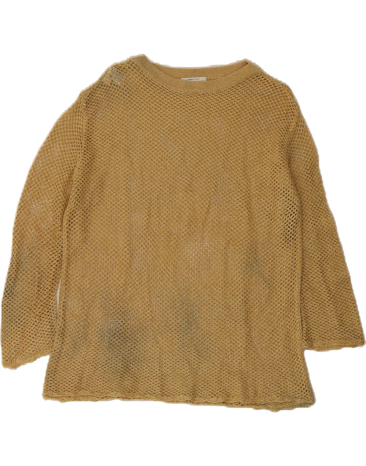 BENETTON Womens Oversized Long Sleeve See Through Top UK 10 Small Gold Vintage Benetton and Second-Hand Benetton from Messina Hembry 