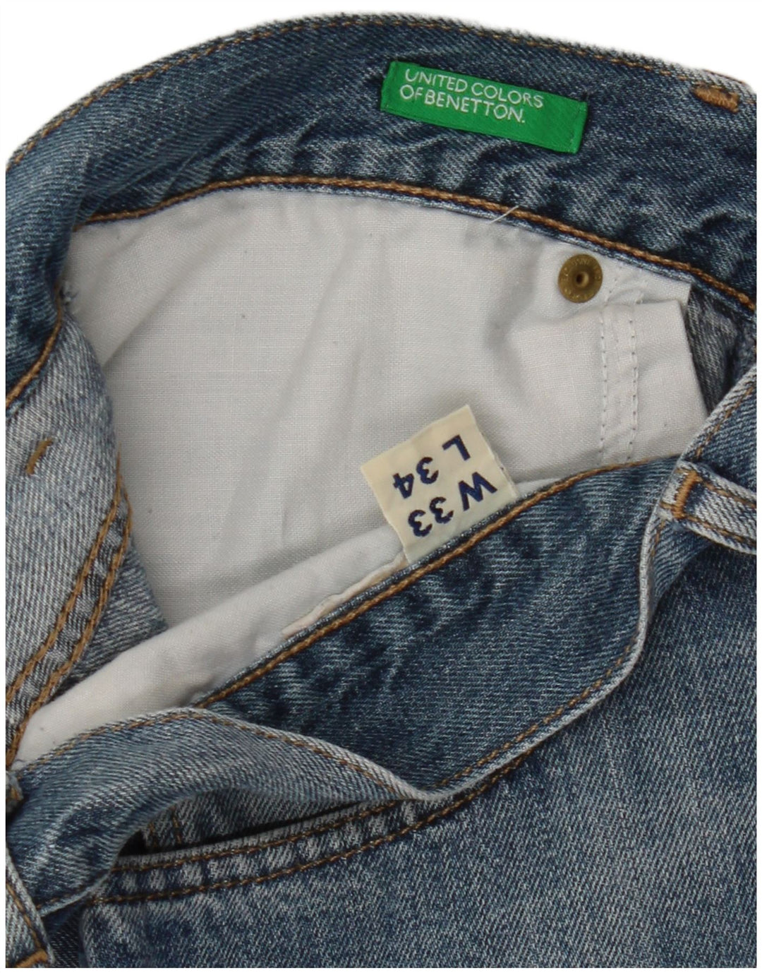 Benetton Mens Denim Shorts W33 Medium Blue