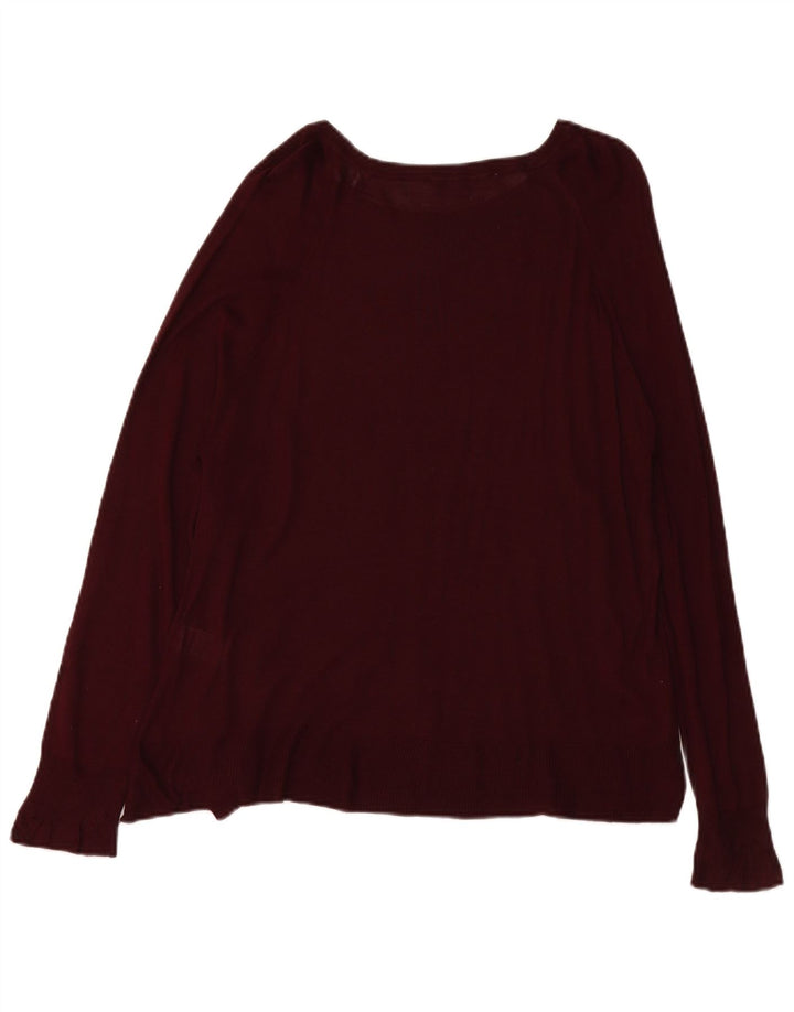 ZARA Womens Boat Neck Jumper Sweater UK 16 Large Burgundy Viscose