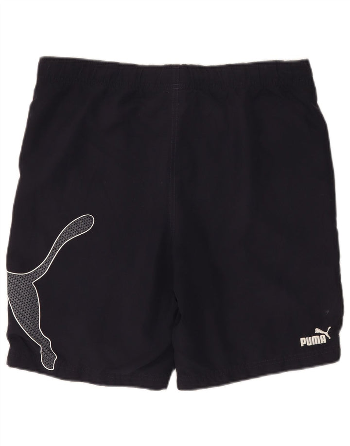 PUMA Mens Graphic Sport Shorts Small  Navy Blue Cotton