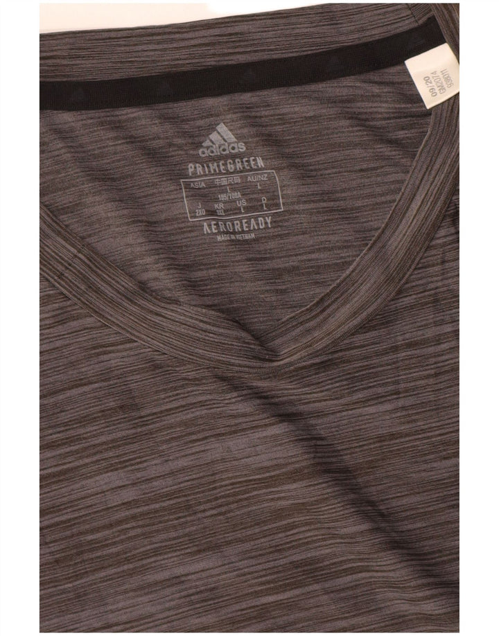 Adidas Mens Aeroready T-Shirt Top Large Grey Flecked Polyester