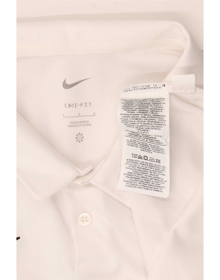 Nike Mens Dri Fit Polo Shirt Large White Polyester