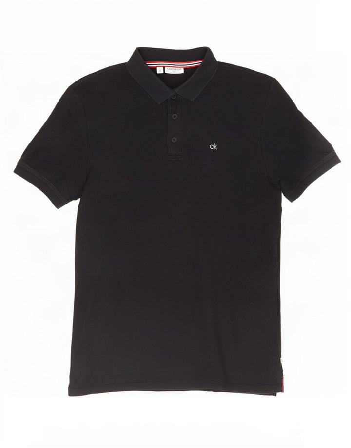 Calvin Klein Mens Polo Shirt Medium Navy Blue Cotton