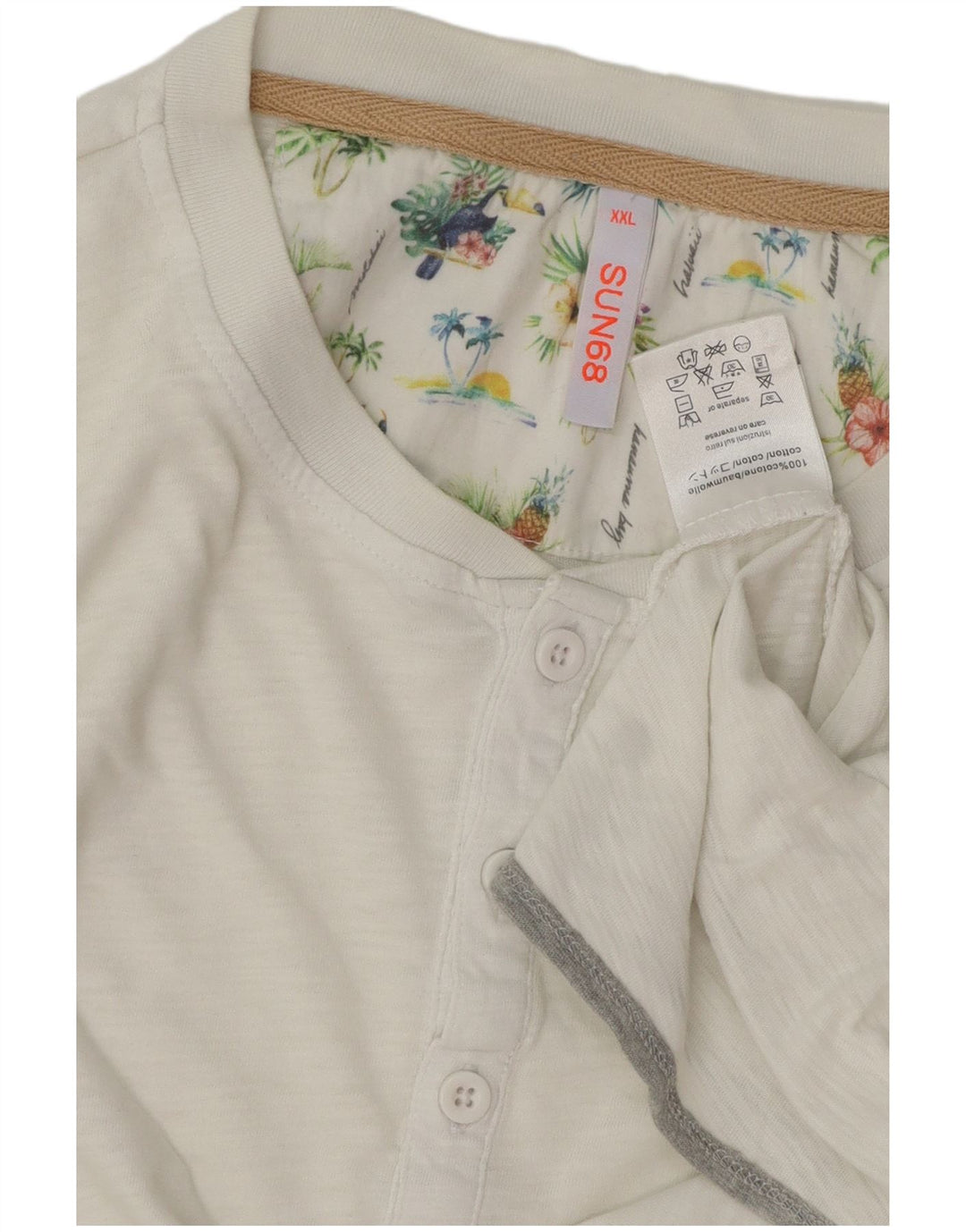 Sun68 Mens T-Shirt Top 2XL White Cotton