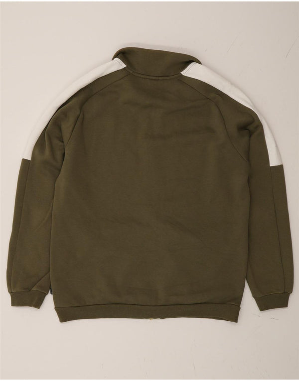 Puma Mens Tracksuit Top Jacket Medium Khaki Colourblock Cotton