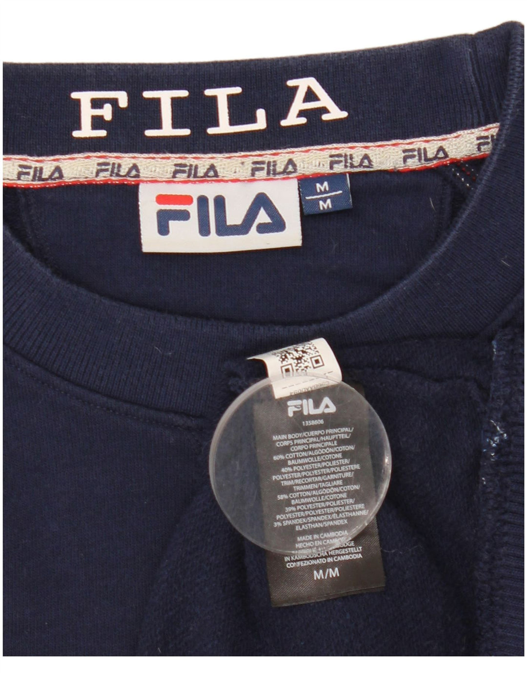 Fila Mens Graphic Sweatshirt Jumper Medium Navy Blue Cotton