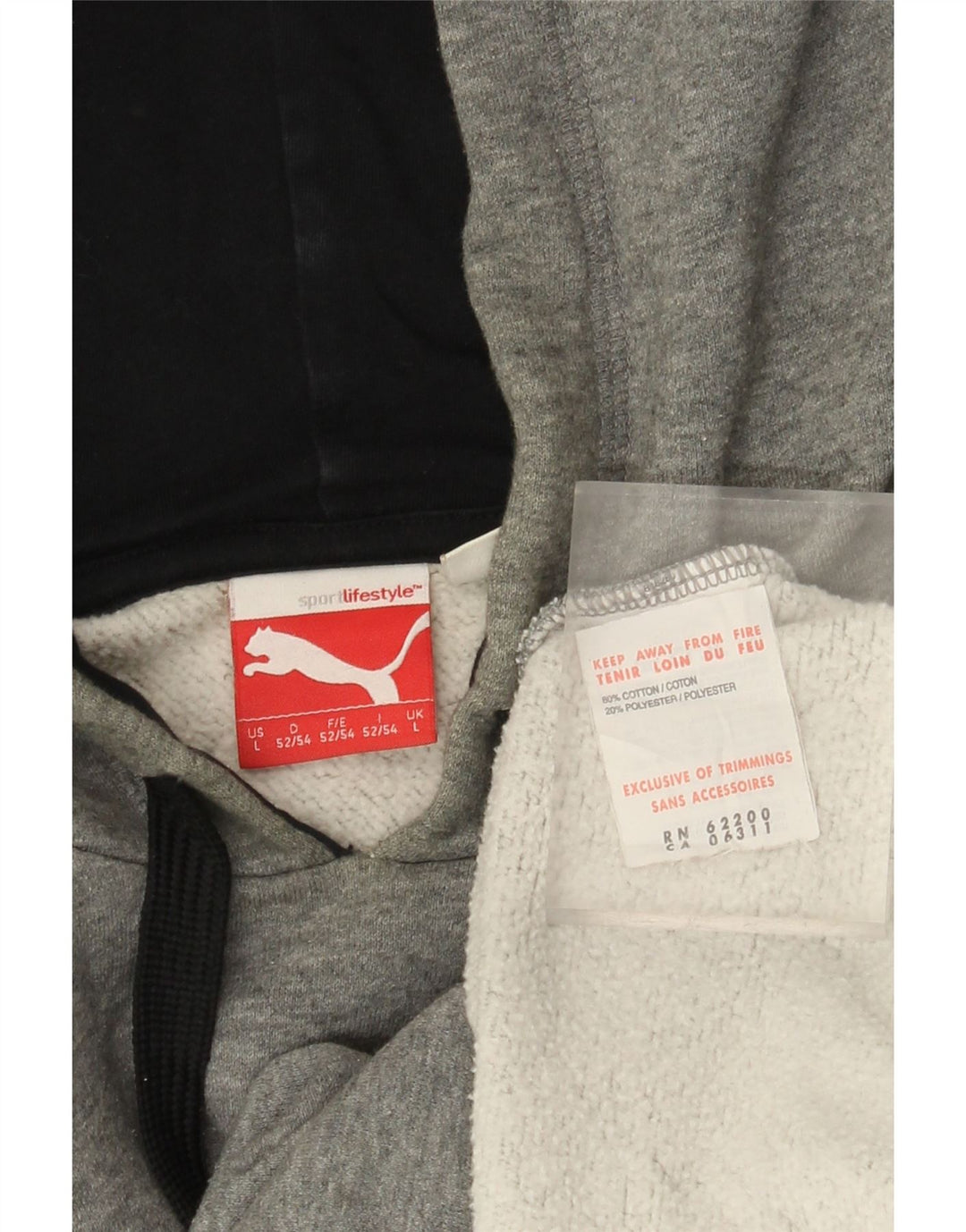 PUMA Mens Graphic Hoodie Jumper Large Grey Cotton