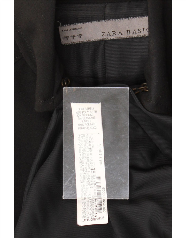 ZARA Womens Overcoat UK 10 Small Black Polyester Vintage Zara and Second-Hand Zara from Messina Hembry 