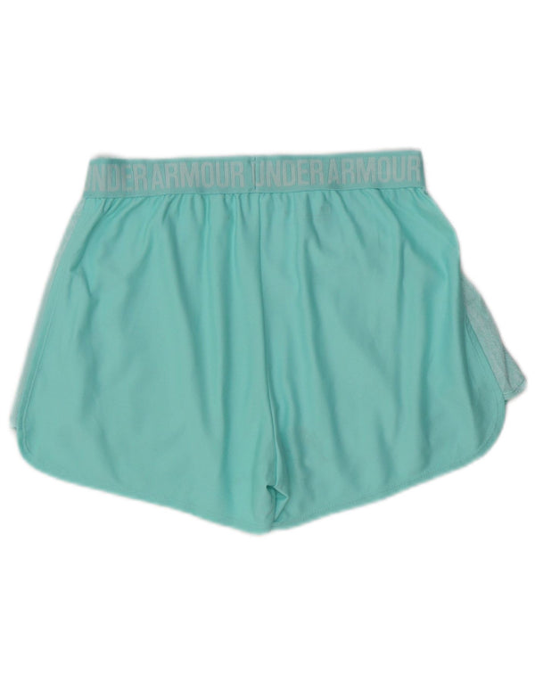 UNDER ARMOUR Womens Heat Gear Graphic Sport Shorts UK 8 Small  Turquoise