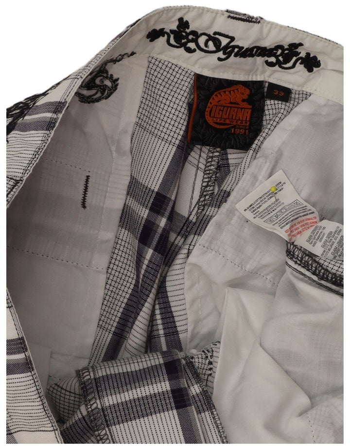 Iguana Mens Chino Shorts W33 Medium Navy Blue Check Cotton
