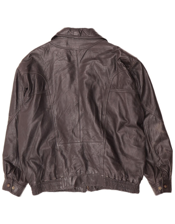 Morena Mens Leather Jacket UK 44 2XL Navy Blue Biker
