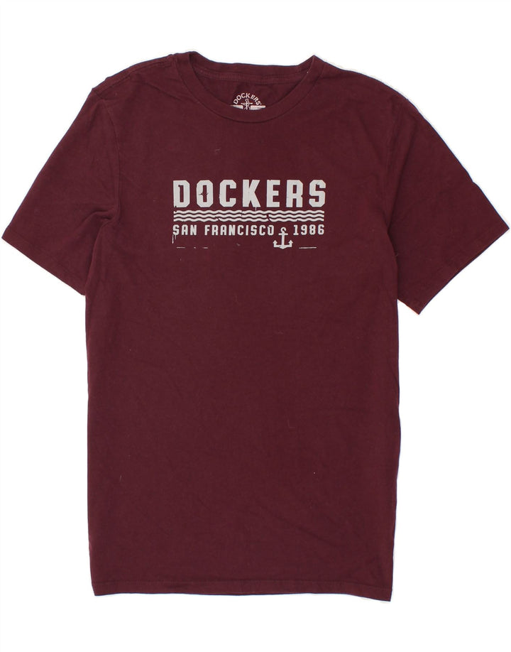 DOCKERS Mens Graphic T-Shirt Top Small Burgundy Vintage Dockers and Second-Hand Dockers from Messina Hembry 