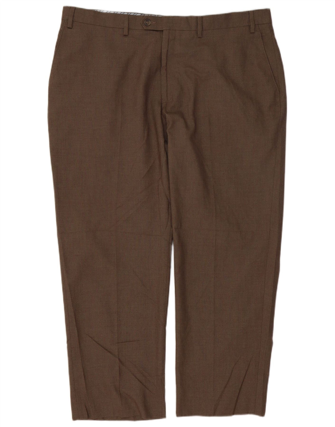 Izod Mens Straight Suit Trousers W40 L29 Brown Polyester