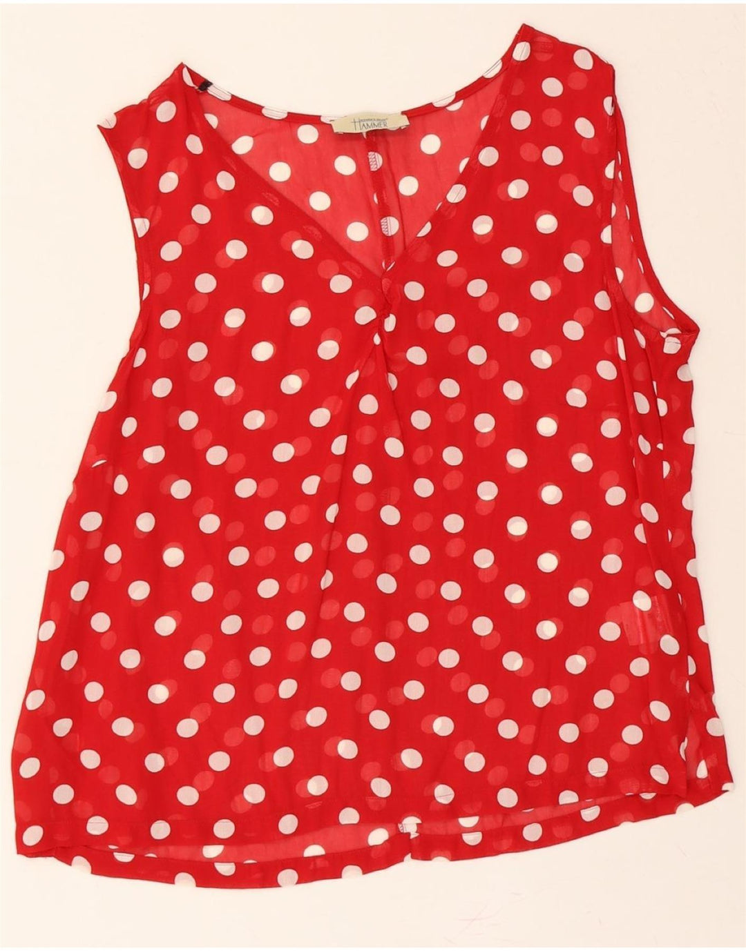 HAMMER Womens Sleeveless Blouse Top UK 14 Medium Red Polka Dot Viscose Vintage Hammer and Second-Hand Hammer from Messina Hembry 