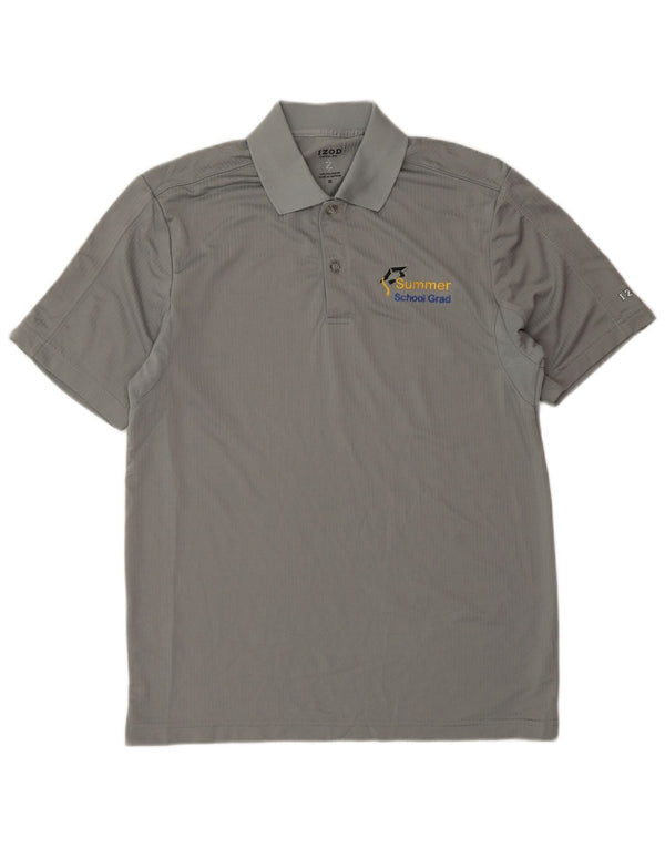 Izod Mens Polo Shirt Small Grey Polyester
