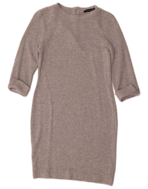 French Connection Womens 3/4 Sleeve Sheath Dress UK 12 Medium Grey Viscose