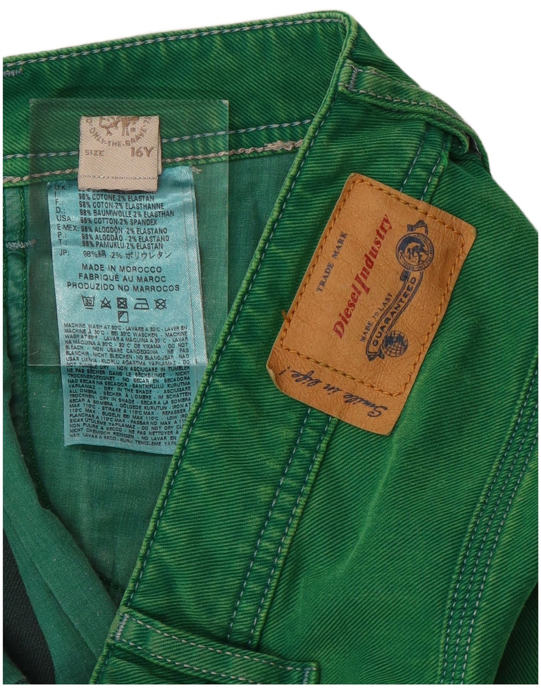 DIESEL Boys Denim Shorts 15-16 Years W32 Green Cotton