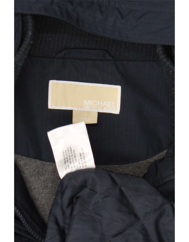 Michael Kors Womens Hooded Parka Jacket UK 18 XL Navy Blue Polyester