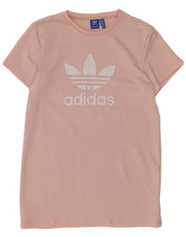 Adidas Womens Graphic Loose Fit T-Shirt Dress UK 10 Small Pink Sports