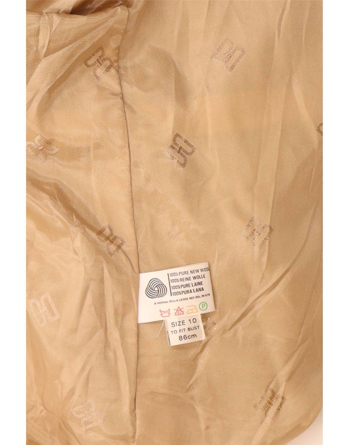 DAKS Womens Loose Fit 2 Button Blazer Jacket UK 10 Small Beige Houndstooth