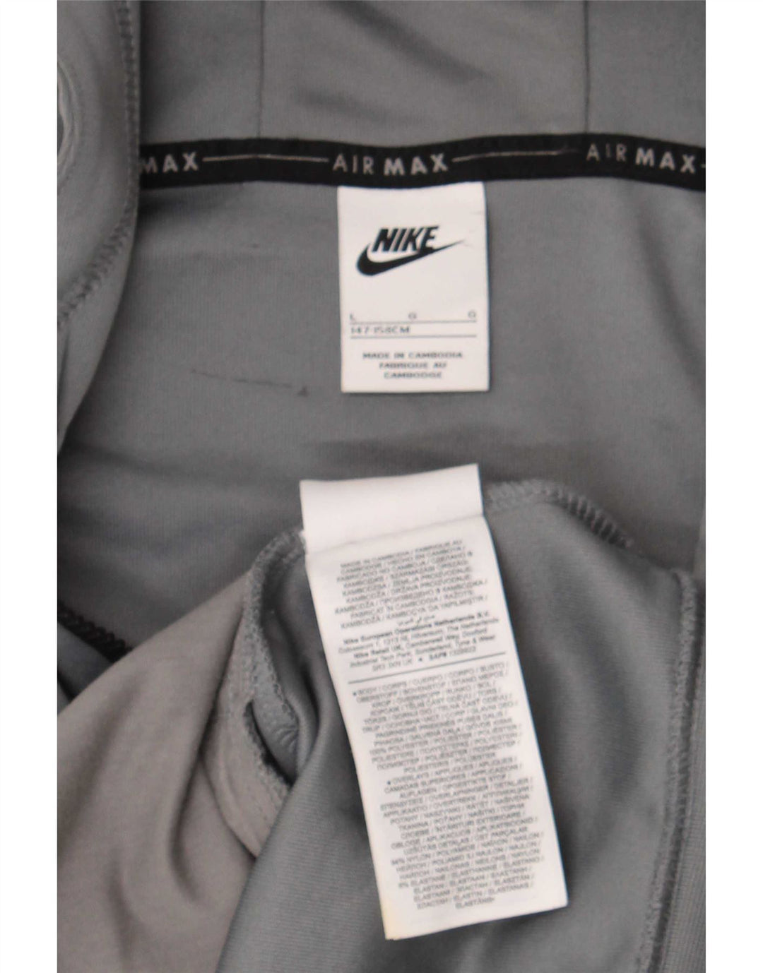 Nike Boys Graphic Zip Hoodie Sweater 12-13 Years Large Grey Polyester
