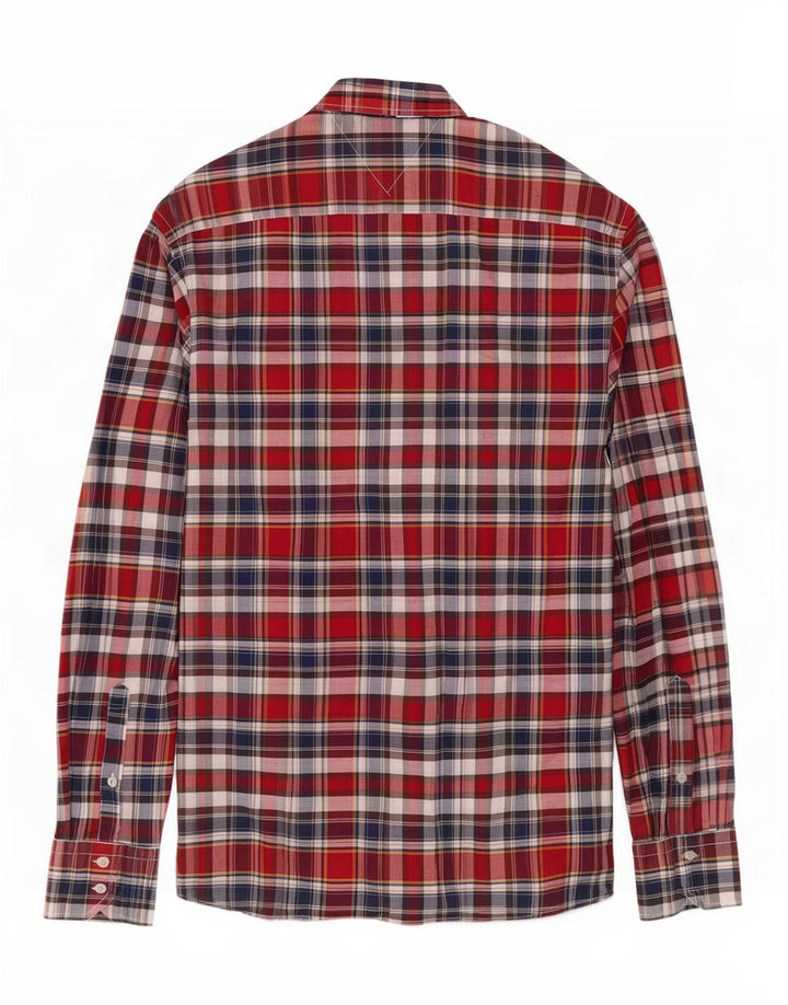 Tommy Hilfiger Mens Custom Fit Shirt Medium Red Check Cotton