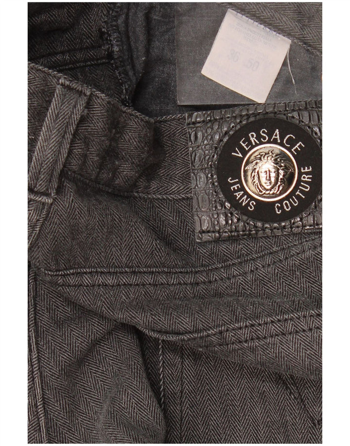 VERSACE Mens Straight Jeans W36 L30 Grey Herringbone