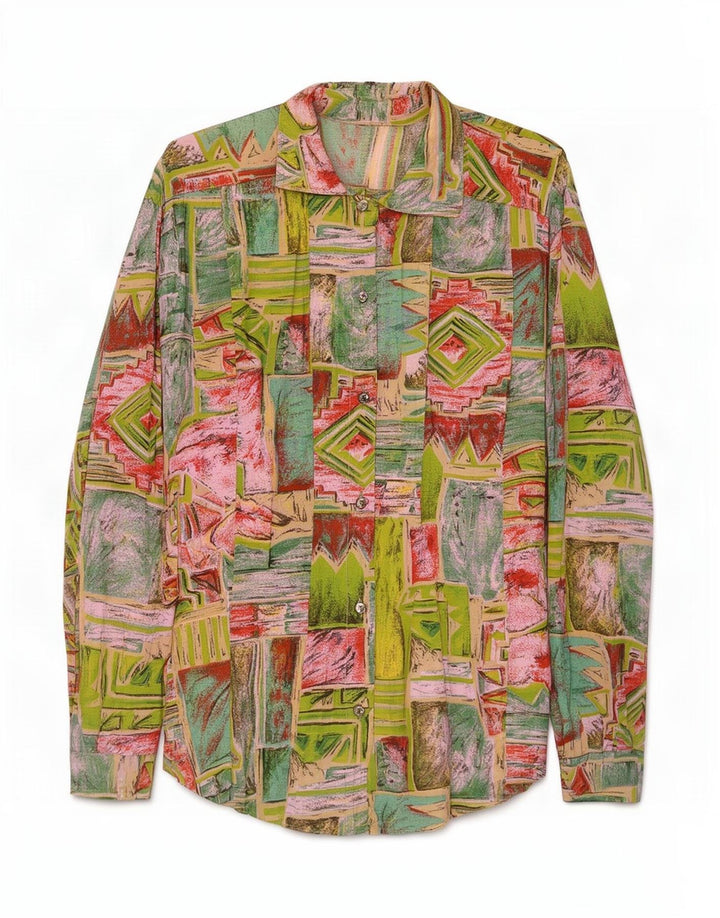 Vintage Womens Shirt UK 16 Large Multicoloured Geometric